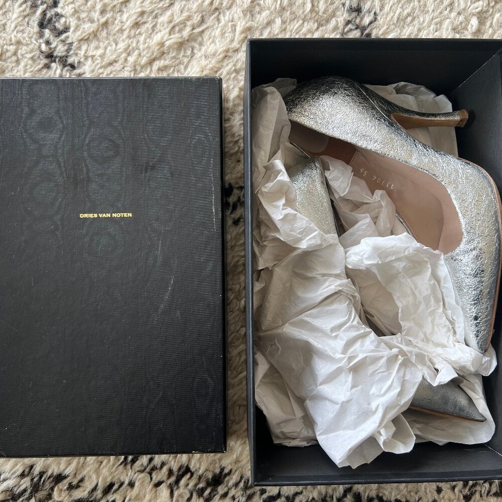 Dries Van Noten Frosted Silver Pumps